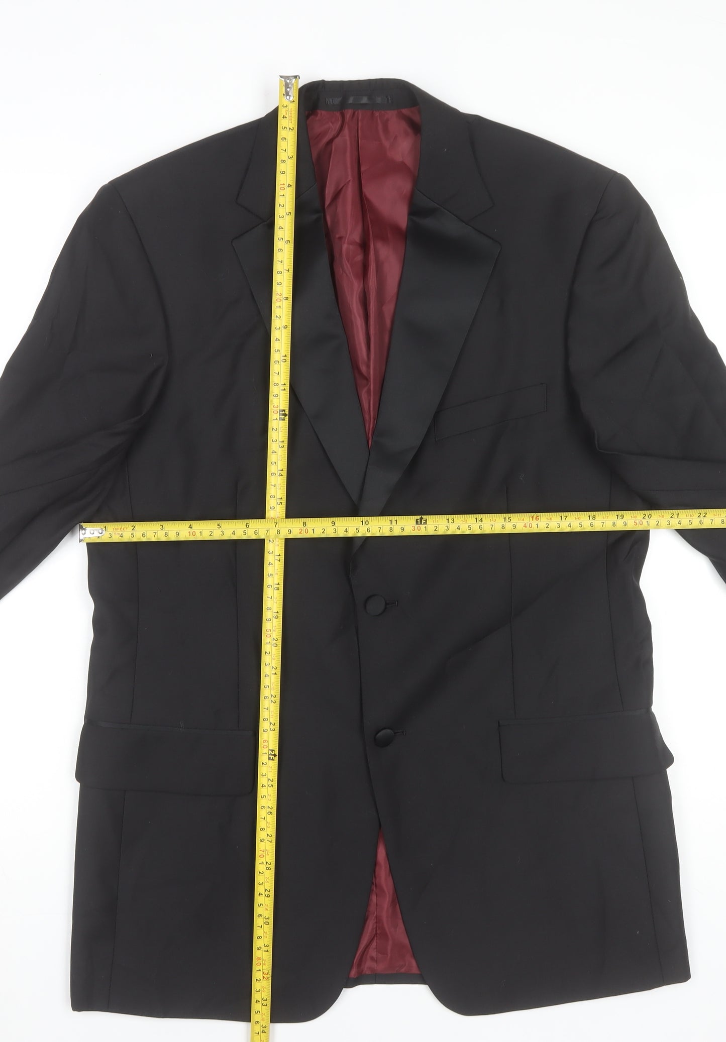 Scott & Taylor Mens Black 40R Wool Blend Shawl Lapel Formal Jacket