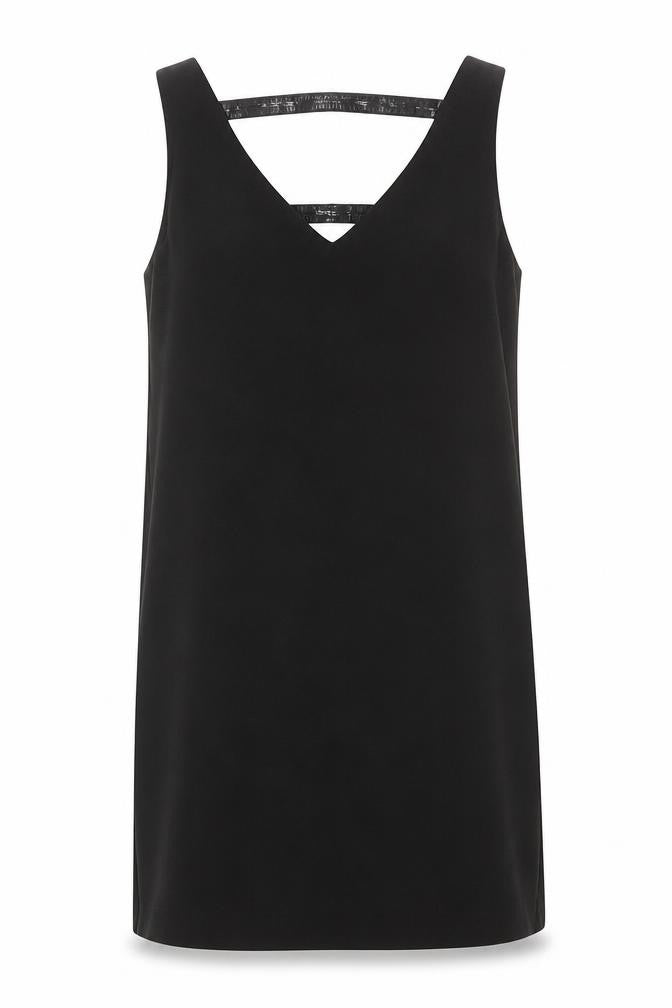 Mango Women Black Sequin Strap Shift Dress Size 8 Sleeveless V-Neck