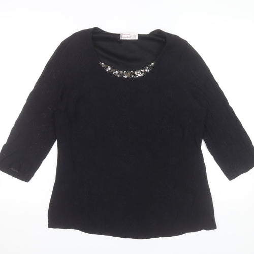 Dunnes Stores Women's Black Lace Beaded Neck Tunic Blouse Size 18