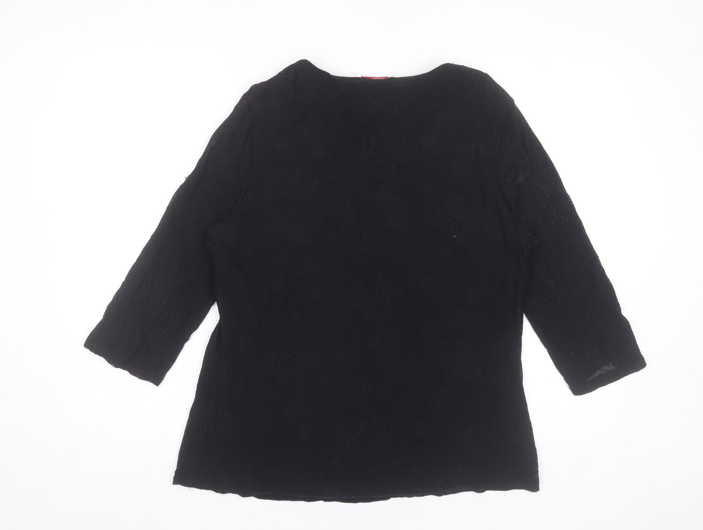 Dunnes Stores Women's Black Lace Beaded Neck Tunic Blouse Size 18
