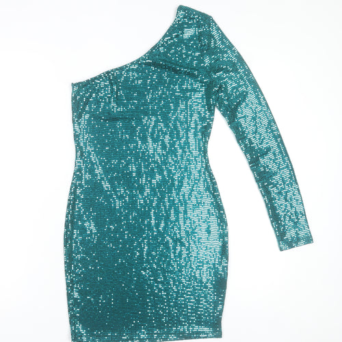 Primark Women’s Green Sequin One Shoulder Bodycon Dress XS