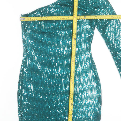 Primark Women’s Green Sequin One Shoulder Bodycon Dress XS