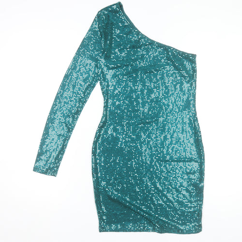 Primark Women’s Green Sequin One Shoulder Bodycon Dress XS