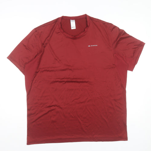 Quechua Men’s Red 2XL Hiking T-Shirt Lightweight Breathable Activewear Top