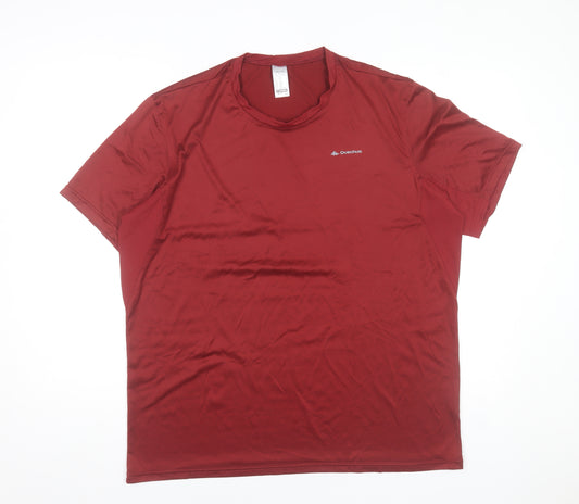 Quechua Men’s Red 2XL Hiking T-Shirt Lightweight Breathable Activewear Top