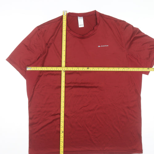 Quechua Men’s Red 2XL Hiking T-Shirt Lightweight Breathable Activewear Top