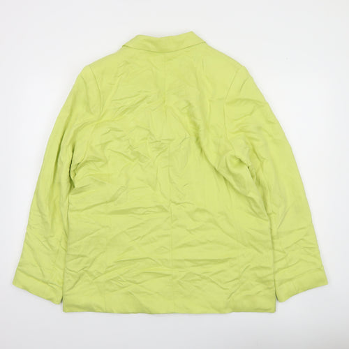H&M Women Green Double-Breasted Blazer Size 12 Regular Fit