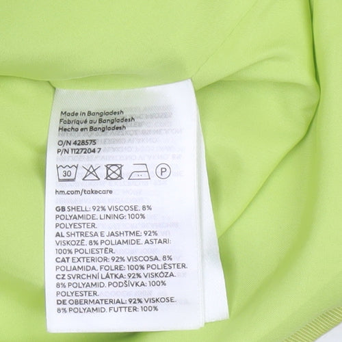 H&M Women Green Double-Breasted Blazer Size 12 Regular Fit