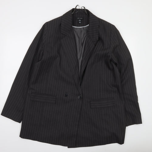 New Look Women’s Black Pinstripe Double-Breasted Suit Jacket UK 16