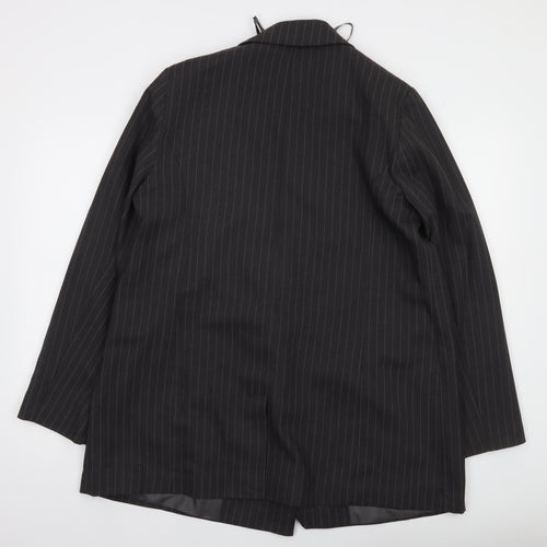 New Look Women’s Black Pinstripe Double-Breasted Suit Jacket UK 16