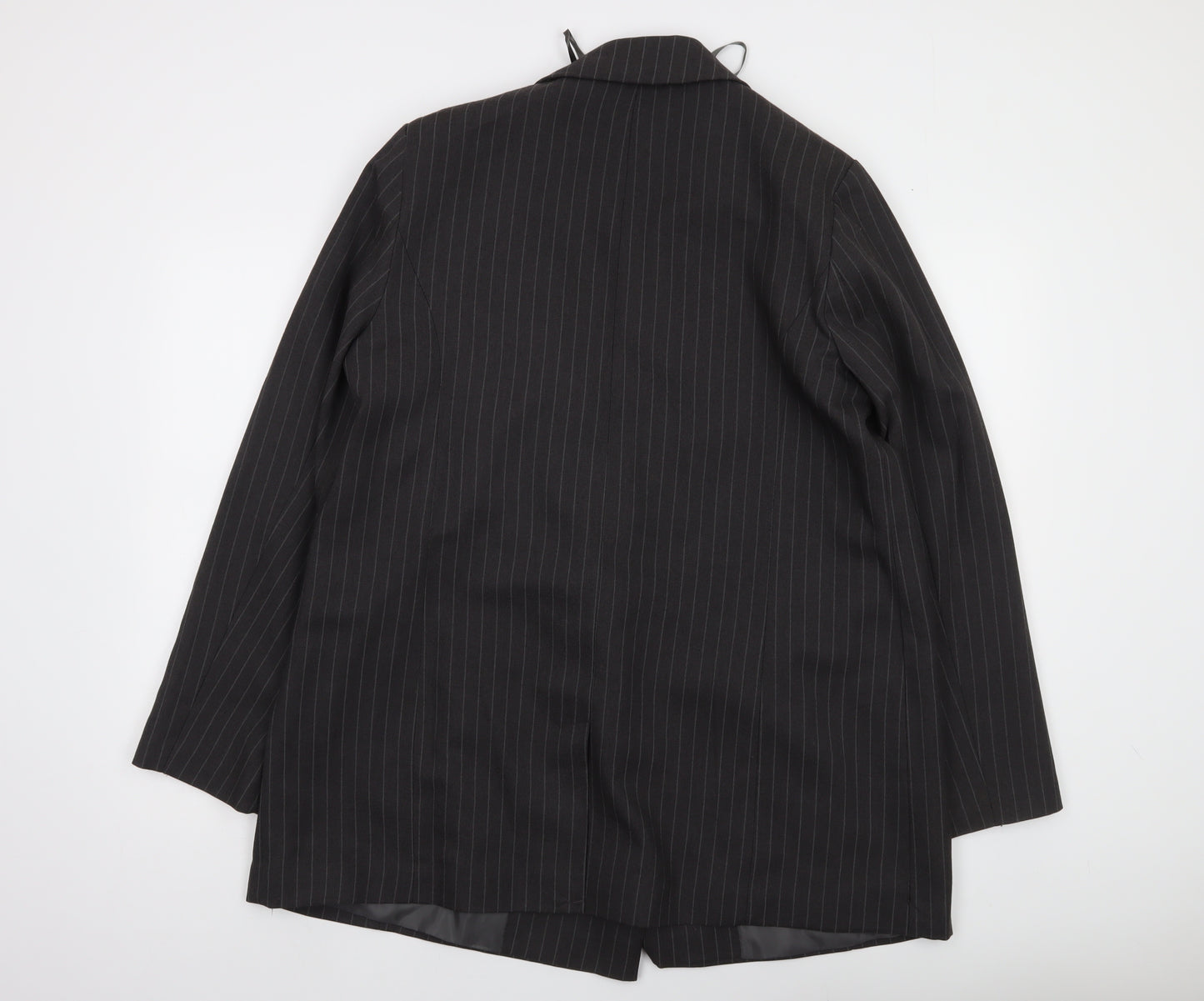New Look Women’s Black Pinstripe Double-Breasted Suit Jacket UK 16