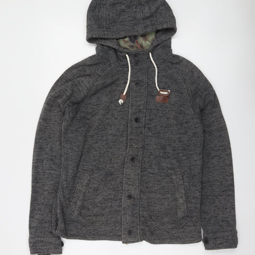 Vans Mens Grey Hooded Button Cardigan Jumper Small