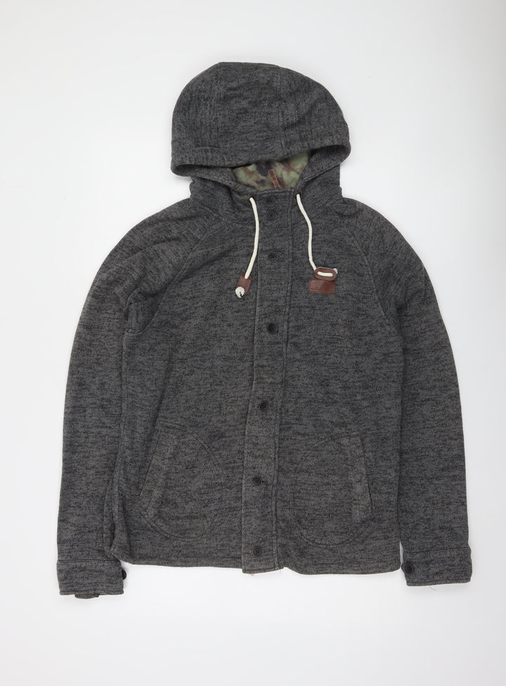 Vans Mens Grey Hooded Button Cardigan Jumper Small