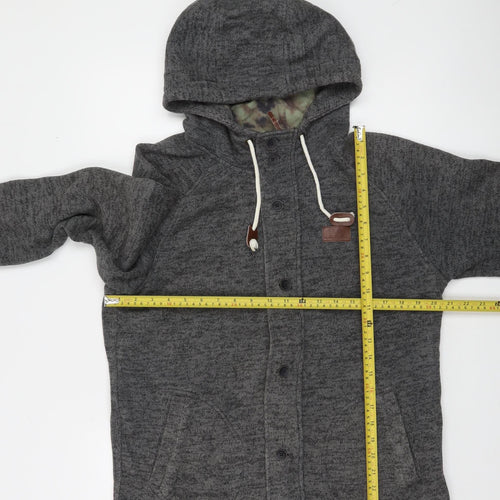 Vans Mens Grey Hooded Button Cardigan Jumper Small