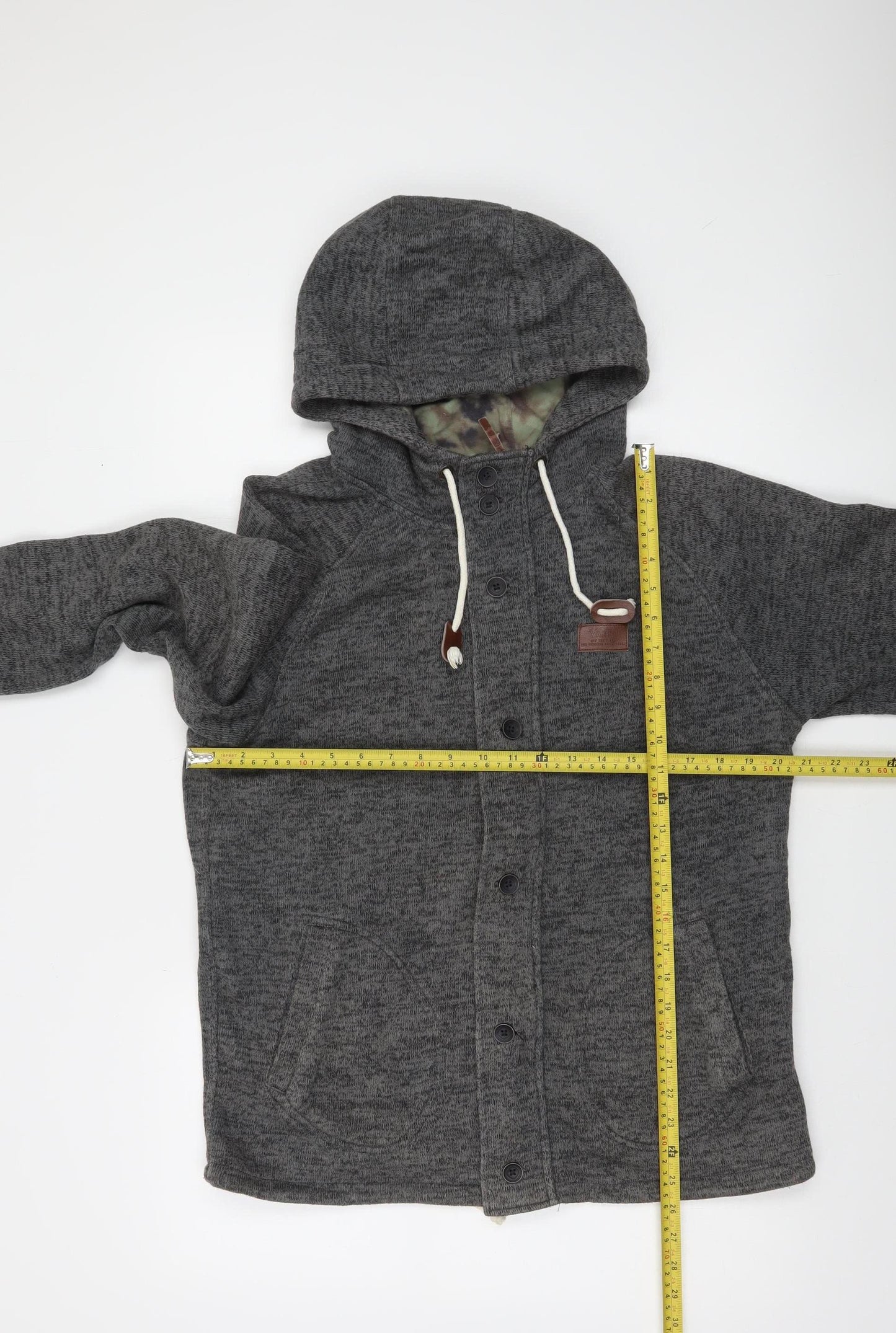 Vans Mens Grey Hooded Button Cardigan Jumper Small