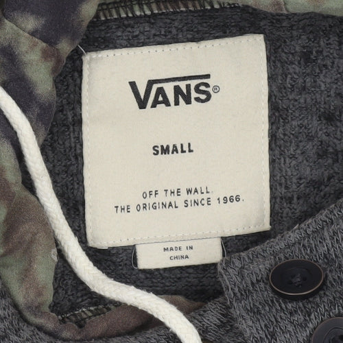 Vans Mens Grey Hooded Button Cardigan Jumper Small