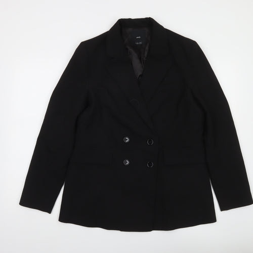 MNG Women's Black Double-Breasted Blazer Size 10 Regular Fit