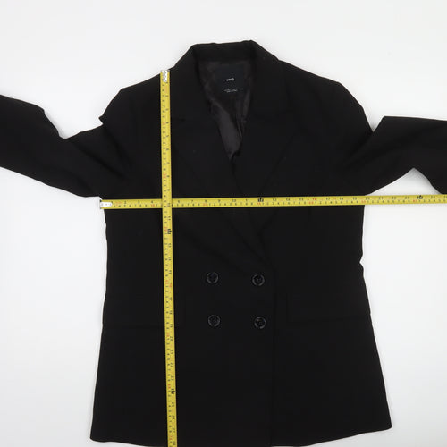 MNG Women's Black Double-Breasted Blazer Size 10 Regular Fit