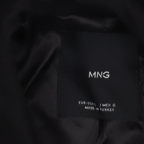 MNG Women's Black Double-Breasted Blazer Size 10 Regular Fit