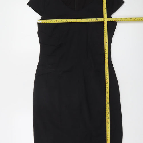 Brook Taverner Women’s Black Wool Blend Sheath Dress Size 10 Short Sleeve Workwear
