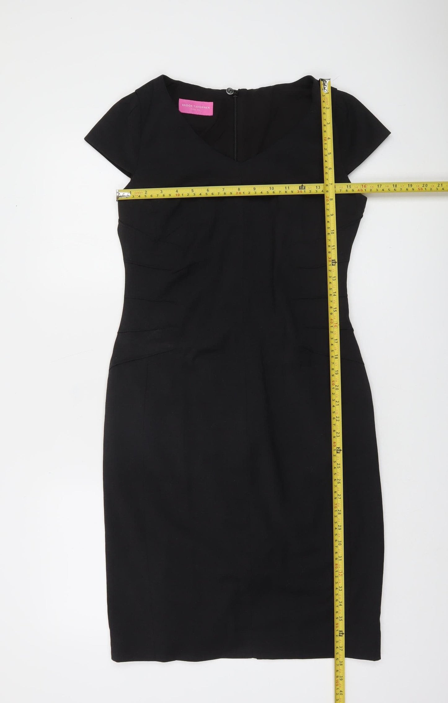 Brook Taverner Women’s Black Wool Blend Sheath Dress Size 10 Short Sleeve Workwear