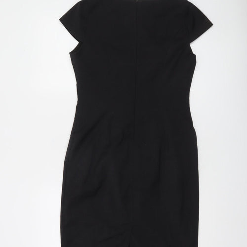 Brook Taverner Women’s Black Wool Blend Sheath Dress Size 10 Short Sleeve Workwear