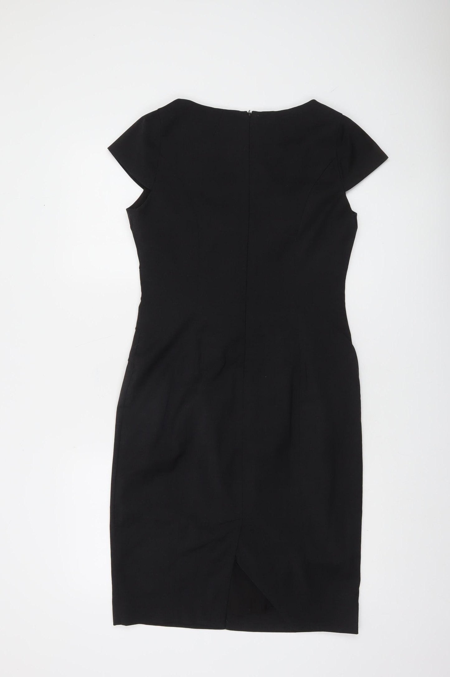 Brook Taverner Women’s Black Wool Blend Sheath Dress Size 10 Short Sleeve Workwear