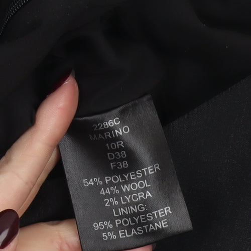 Brook Taverner Women’s Black Wool Blend Sheath Dress Size 10 Short Sleeve Workwear