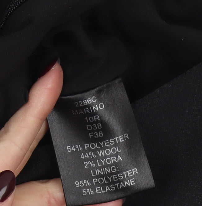 Brook Taverner Women’s Black Wool Blend Sheath Dress Size 10 Short Sleeve Workwear