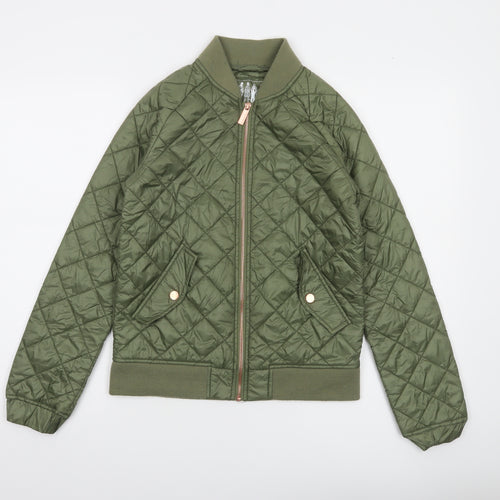ELLE Women's Green Quilted Bomber Jacket XS