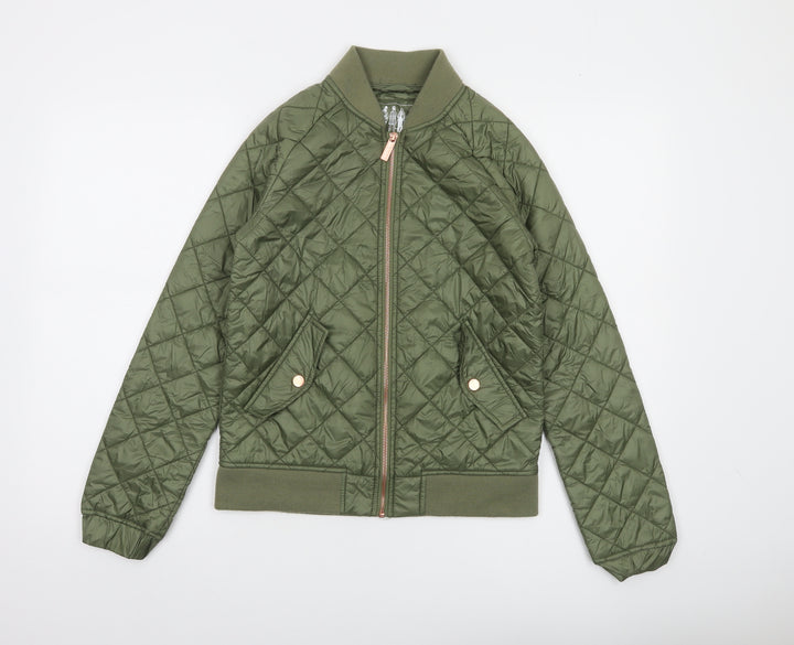 ELLE Women's Green Quilted Bomber Jacket XS