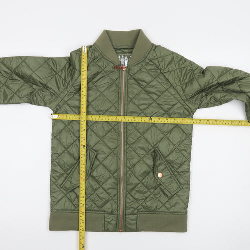 ELLE Women's Green Quilted Bomber Jacket XS