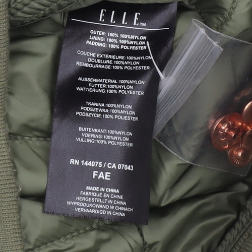 ELLE Women's Green Quilted Bomber Jacket XS