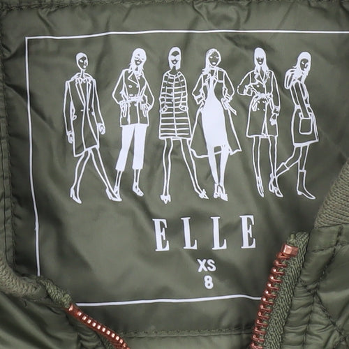 ELLE Women's Green Quilted Bomber Jacket XS