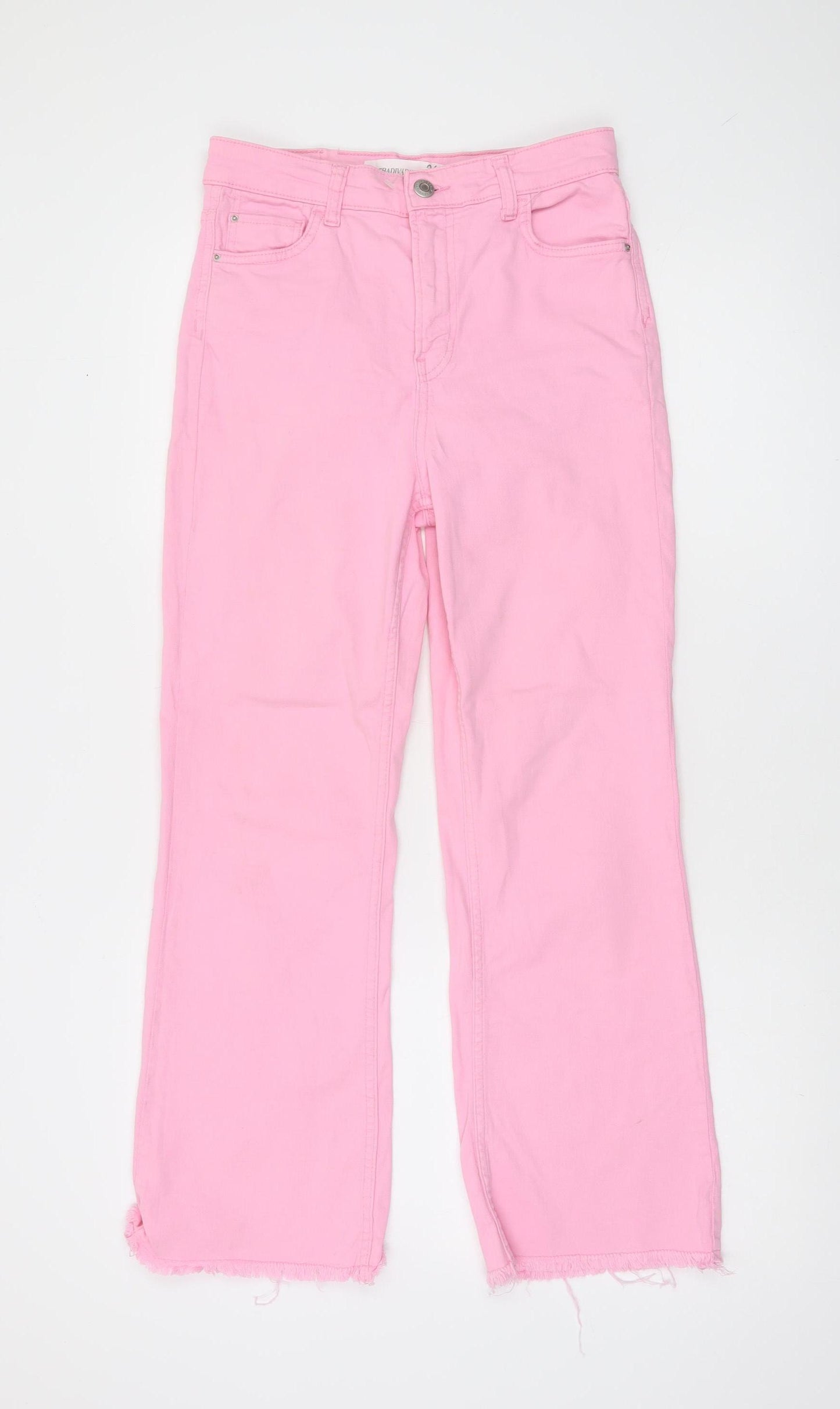Stradivarius Women's Pink Denim Straight Jeans Size 8 Regular Fit