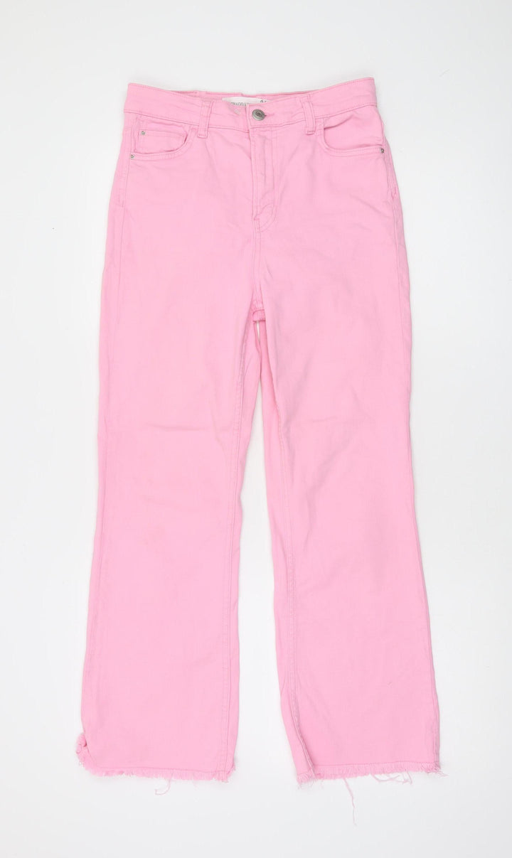 Stradivarius Women's Pink Denim Straight Jeans Size 8 Regular Fit