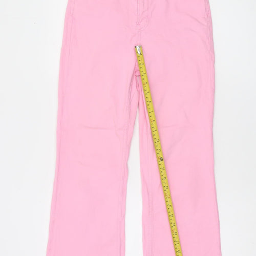 Stradivarius Women's Pink Denim Straight Jeans Size 8 Regular Fit