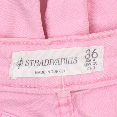 Stradivarius Women's Pink Denim Straight Jeans Size 8 Regular Fit