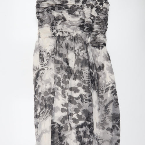 Boohoo Women Grey Animal Print Strapless Maxi Dress Size 14
