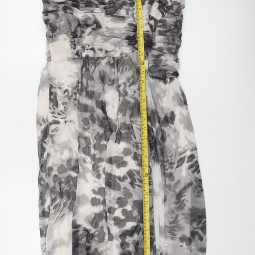 Boohoo Women Grey Animal Print Strapless Maxi Dress Size 14