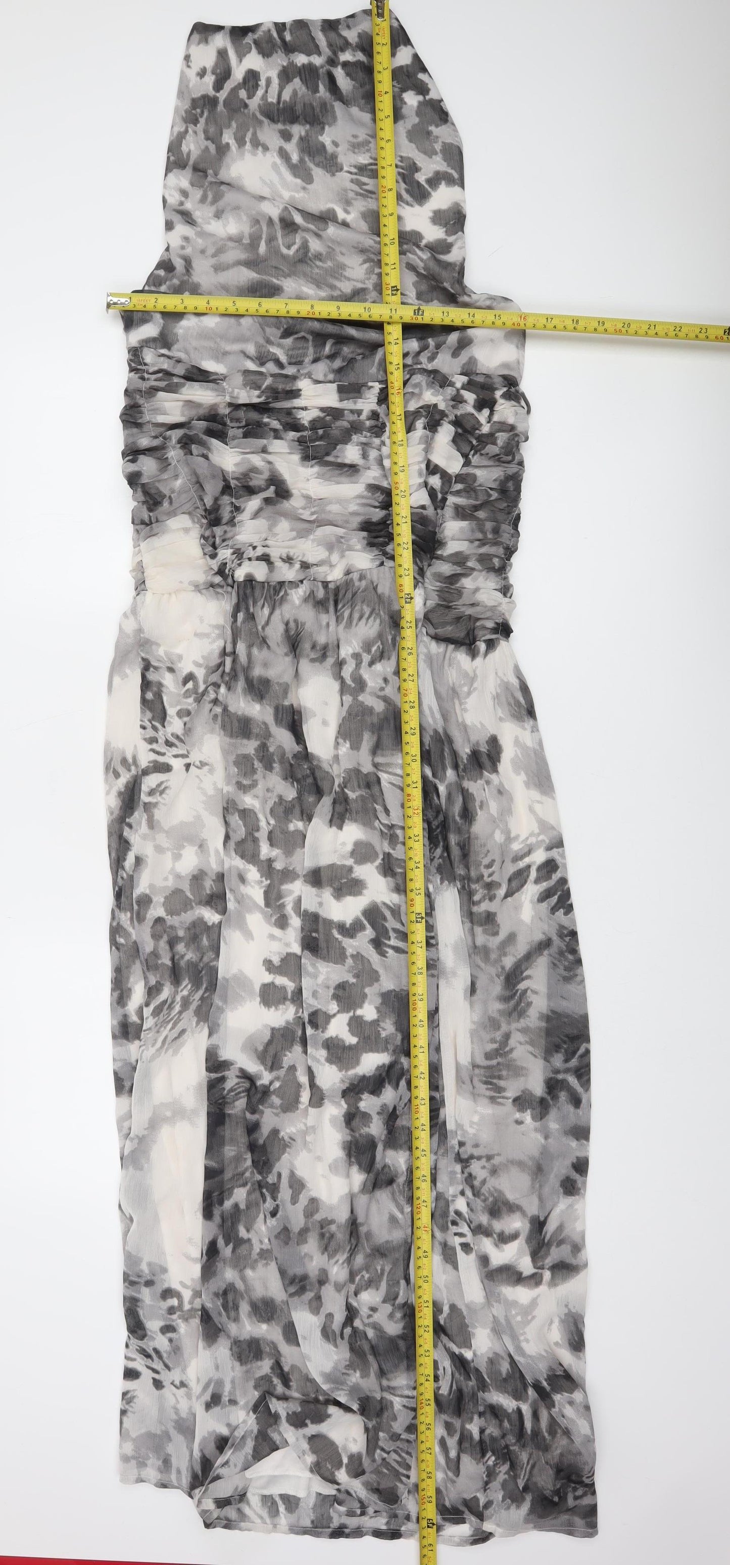 Boohoo Women Grey Animal Print Strapless Maxi Dress Size 14