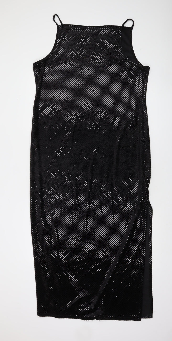 Debenhams Women’s Black Sequin Bodycon Midi Dress Size 18