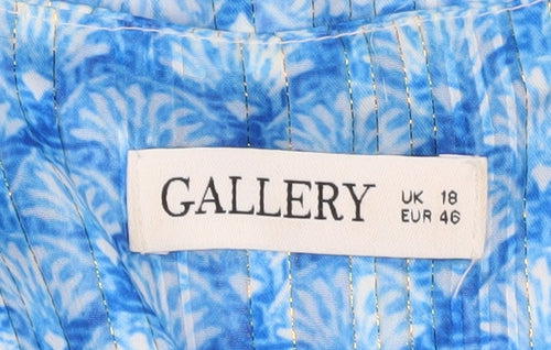 Gallery Women Blue Midi A-Line Boho Dress Size 18 3/4 Sleeve