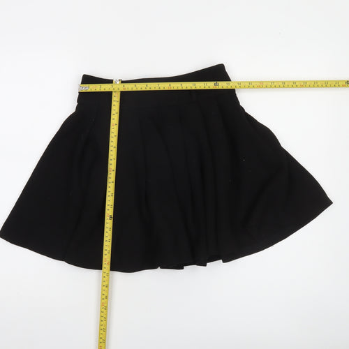 ZARA Women Black XS Skater Short High Rise Skirt