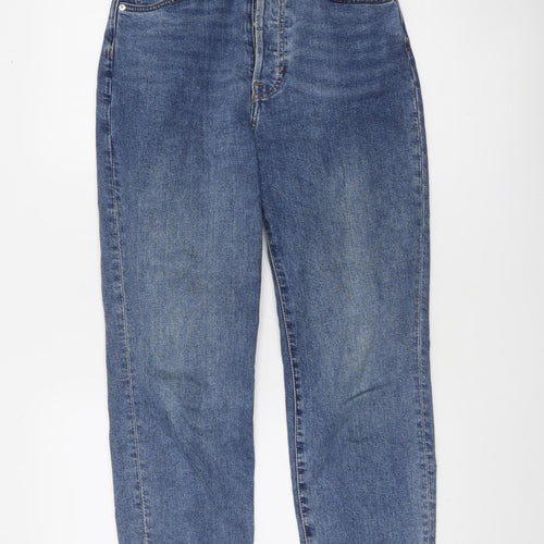H&M Women’s Blue Denim Mom Jeans Size 8 High Waist Regular Fit