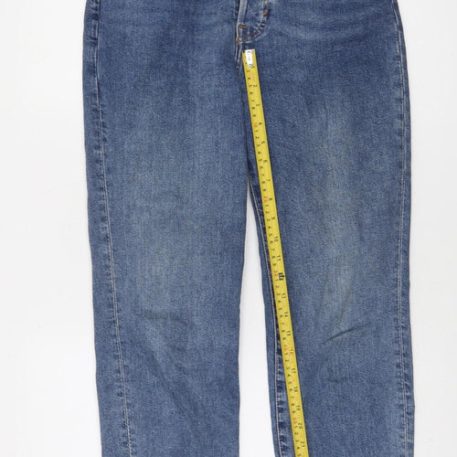 H&M Women’s Blue Denim Mom Jeans Size 8 High Waist Regular Fit