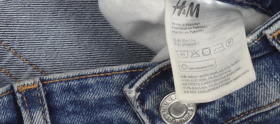 H&M Women’s Blue Denim Mom Jeans Size 8 High Waist Regular Fit