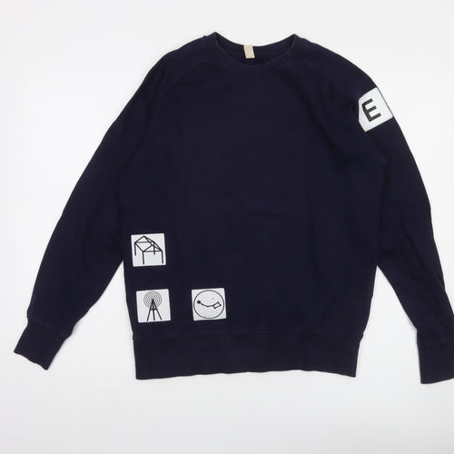 Earth Positive Men's Blue Organic Cotton Graphic Sweatshirt Size S