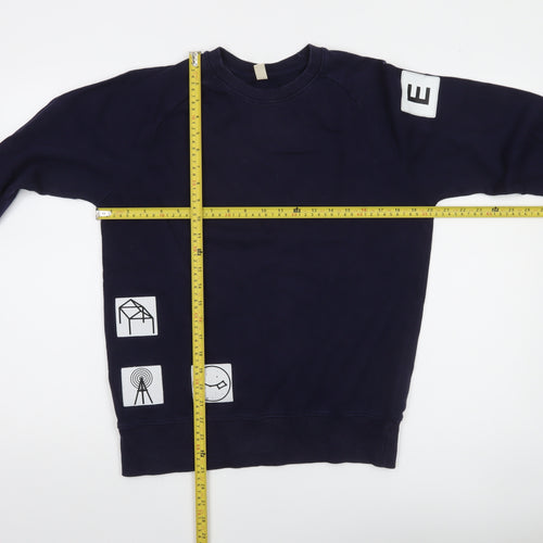 Earth Positive Men's Blue Organic Cotton Graphic Sweatshirt Size S