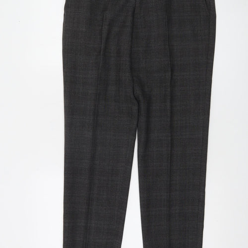 Marks and Spencer Men's Grey Check Wool Blend Dress Trousers 32W 31L